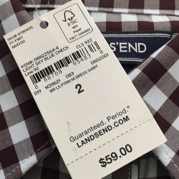 Lands’ End Button Front Dress Shirt in SZ 2 - Picture 3 of 6